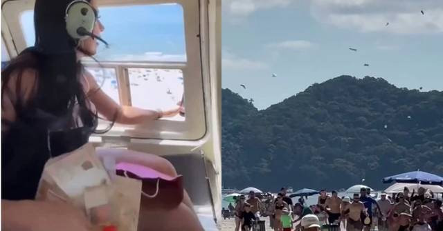 巴西女網紅搭直升機海灘撒錢引泳客瘋搶-非首次背後動機曝光