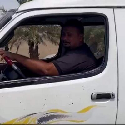 علاء-قاسم-يقود-سيارة-نقل-بساقٍ-واحدة.-فهذا-ما-حصل-معه!!