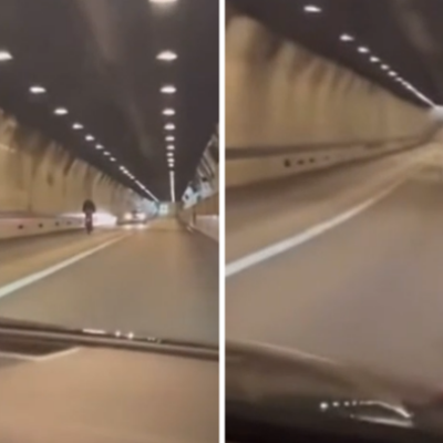 opmerkelijke-beelden:-man-fietst-door-waaslandtunnel-en-gaat-zelfs-spookrijden
