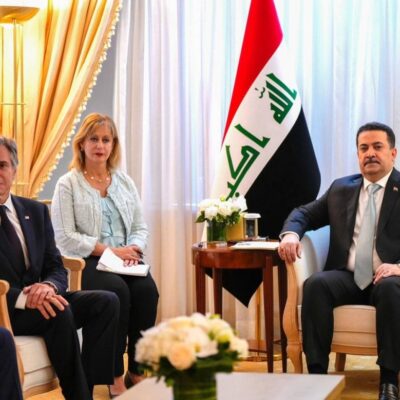 iraqi-prime-minister-calls-for-ending-aggression-on-gaza-and-lebanon-during-meeting-with-us-secretary-of-state